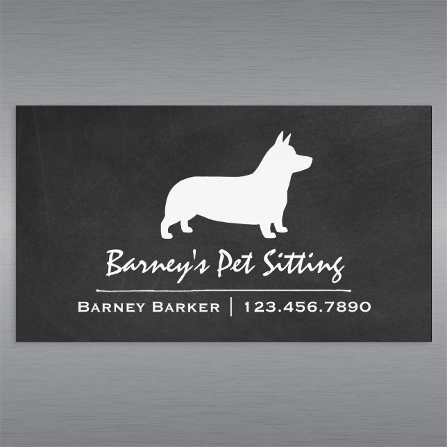 Pembroke Welsh Corgi Dog Breed Silhouette Magnetic Business Card (Creator Uploaded)