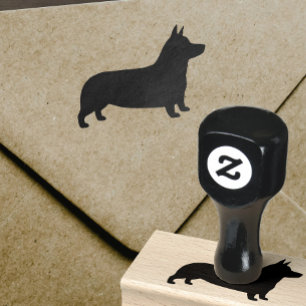 Pembroke Welsh Corgi Dog Breed Silhouette Rubber Stamp
