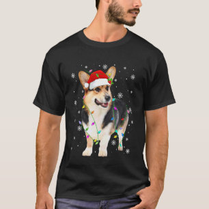 Pembroke Welsh Corgi Dog Christmas Lights Santa Ha T-Shirt