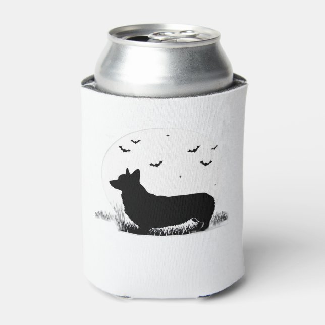 Pembroke Welsh Corgi Dog � Halloween Moon Silhouet Can Cooler (Can Front)