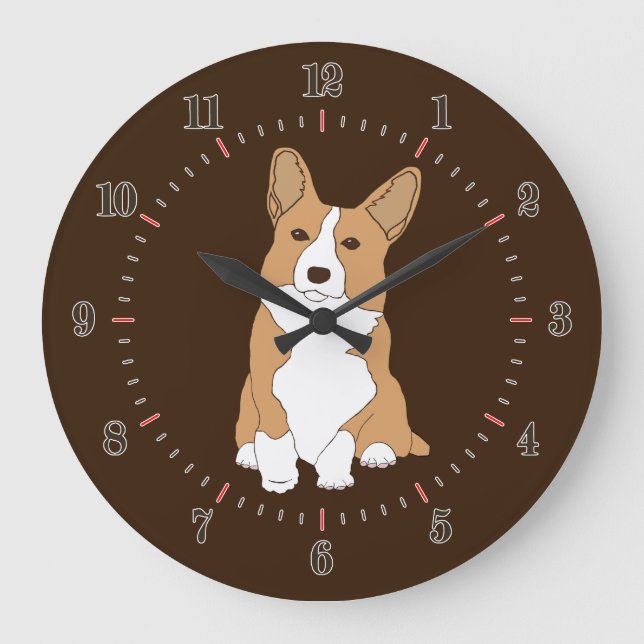 Pembroke Welsh Corgi Dog Large Clock (Front)