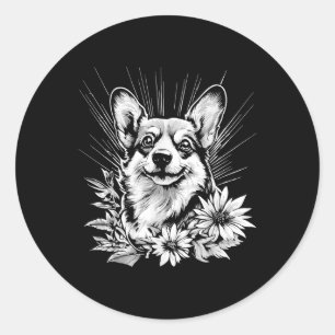 Pembroke Welsh Corgi Dog Lover Retro Style Tattoo  Classic Round Sticker