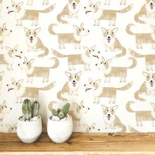 Pembroke Welsh Corgi Dog Pattern Wallpaper