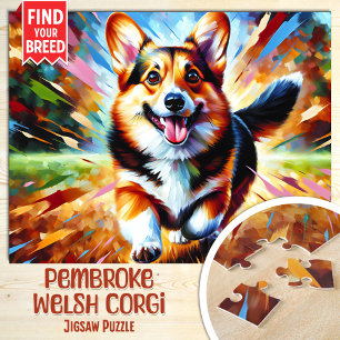 Pembroke Welsh Corgi Dog Portrait Acrylic Art Jigsaw Puzzle