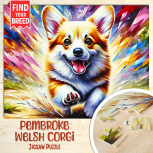 Pembroke Welsh Corgi Dog Portrait Acrylic Art Jigsaw Puzzle