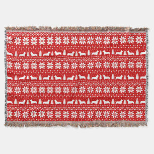 Pembroke Welsh Corgi Dog Silhouettes Christmas Throw Blanket