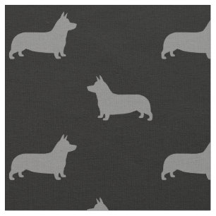 Pembroke Welsh Corgi Dog Silhouettes Pattern Fabric