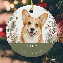 Pembroke Welsh Corgi Dog Watercolor Christmas Ceramic Tree Decoration