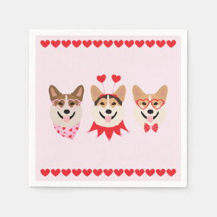 Pembroke Welsh Corgi Dogs Valentines Napkin