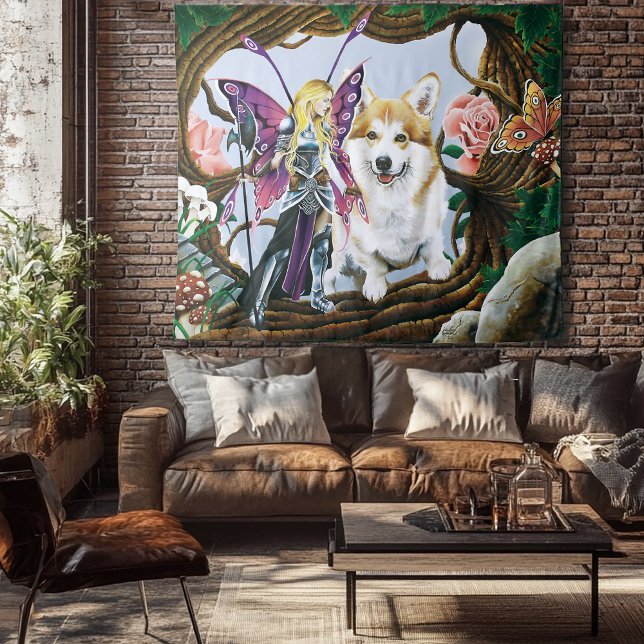 Pembroke Welsh Corgi Fairy Fantasy Tapestry (Creator Uploaded)