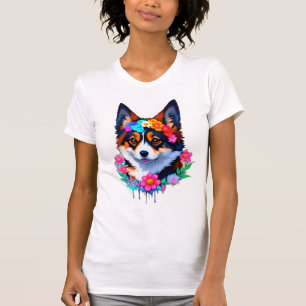 Pembroke Welsh Corgi Floral Flower Crown T-Shirt