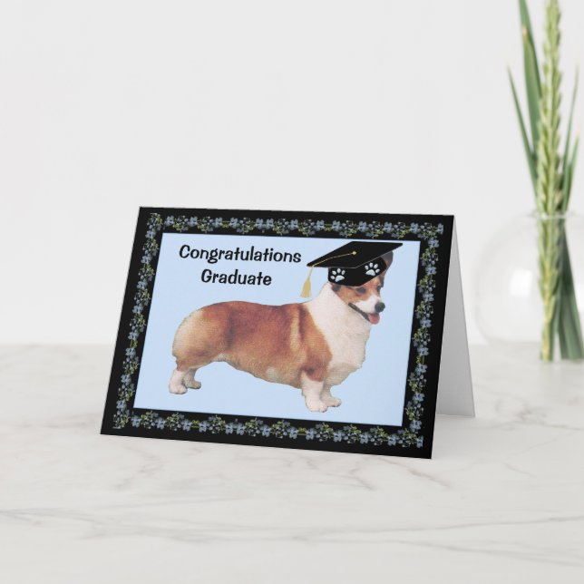 Pembroke Welsh Corgi Happy Graduation Card (Front)