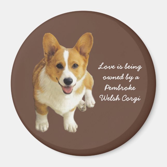 Pembroke Welsh Corgi Happy Magnet (Front)