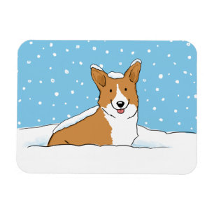 Pembroke Welsh Corgi Happy Snow Dog Magnet