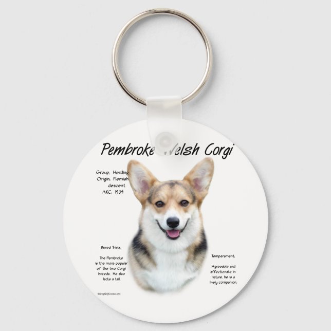 Pembroke Welsh Corgi History Design Key Ring (Front)