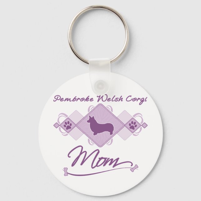 Pembroke Welsh Corgi Mum Key Ring (Front)