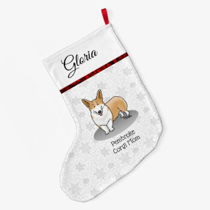 Pembroke Welsh Corgi Mum (red 1) Dog Mum Cute Large Christmas Stocking