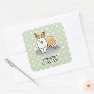Pembroke Welsh Corgi Mum (red 1) Dog Mum Cute Square Sticker