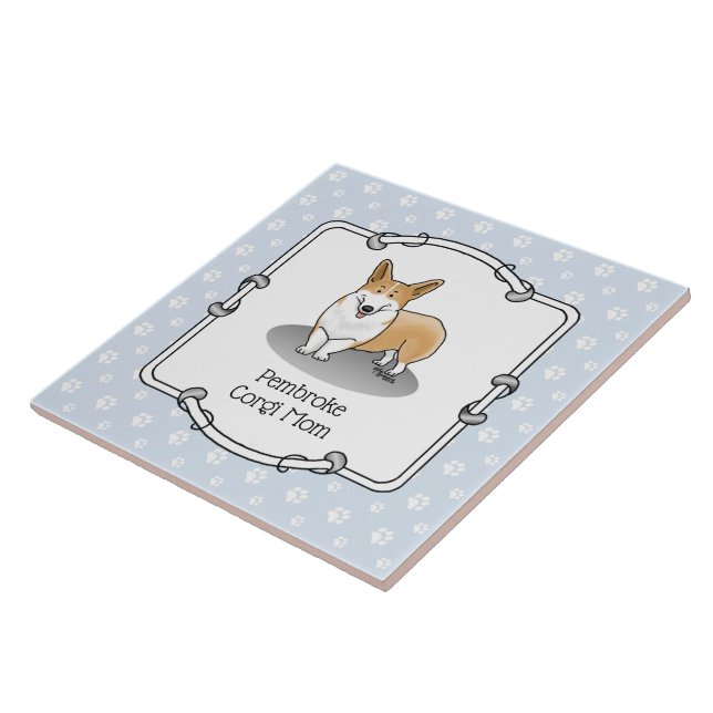 Pembroke Welsh Corgi Mum (red 1) Dog Mum Cute Tile (Side)