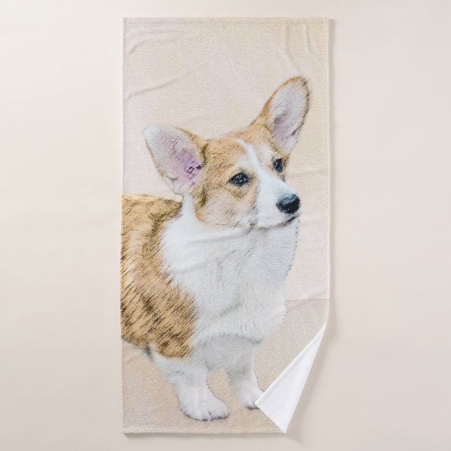 Pembroke Welsh Corgi Painting - Original Dog Art Bath Towel Set (Bath Towel)