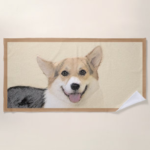 Pembroke Welsh Corgi Painting - Original Dog Art Beach Towel