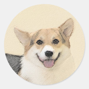 Pembroke Welsh Corgi Painting - Original Dog Art Classic Round Sticker