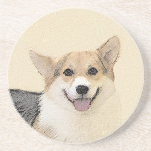 Pembroke Welsh Corgi Painting - Original Dog Art Coaster