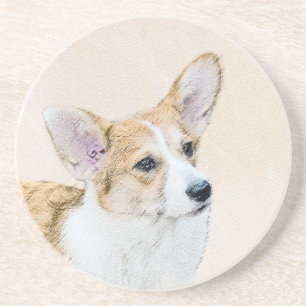 Pembroke Welsh Corgi Painting - Original Dog Art Coaster