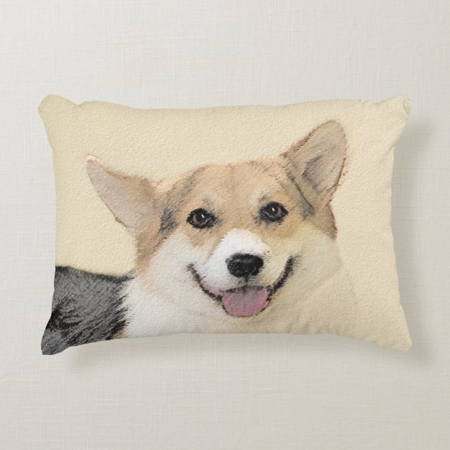 Pembroke Welsh Corgi Painting - Original Dog Art Decorative Cushion (Front)