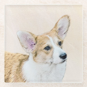 Pembroke Welsh Corgi Painting - Original Dog Art Glass Coaster