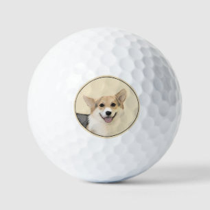 Pembroke Welsh Corgi Painting - Original Dog Art Golf Balls