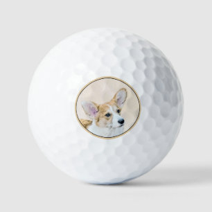 Pembroke Welsh Corgi Painting - Original Dog Art Golf Balls
