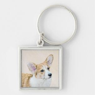 Pembroke Welsh Corgi Painting - Original Dog Art Key Ring