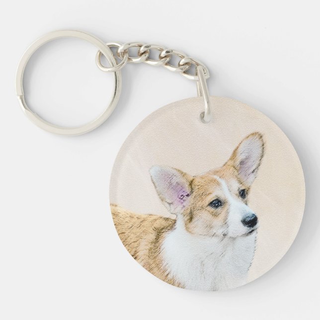 Pembroke Welsh Corgi Painting - Original Dog Art Key Ring (Front)