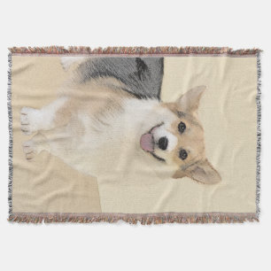 Pembroke Welsh Corgi Painting - Original Dog Art Throw Blanket