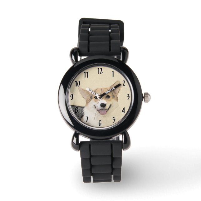Pembroke Welsh Corgi Painting - Original Dog Art Watch (Front)