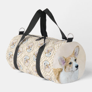 Pembroke Welsh Corgi Painting Red Original Dog Art Duffle Bag
