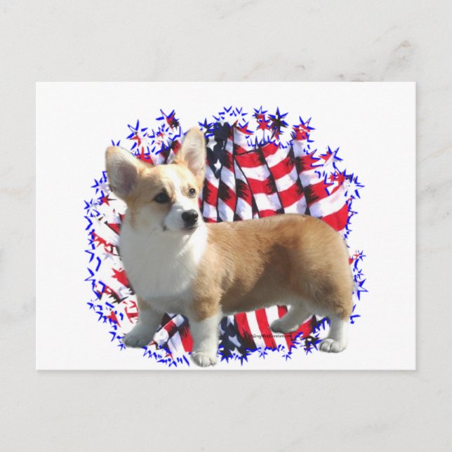 Pembroke Welsh Corgi Patriot Postcard (Front)
