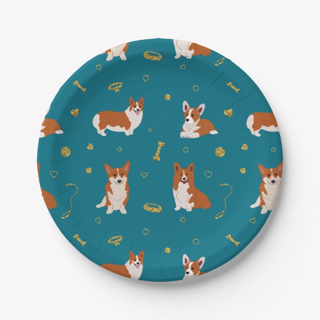 Pembroke Welsh Corgi Pattern  Paper Plate (Front)