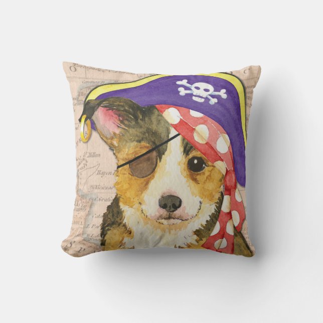 Pembroke Welsh Corgi Pirate Cushion (Front)