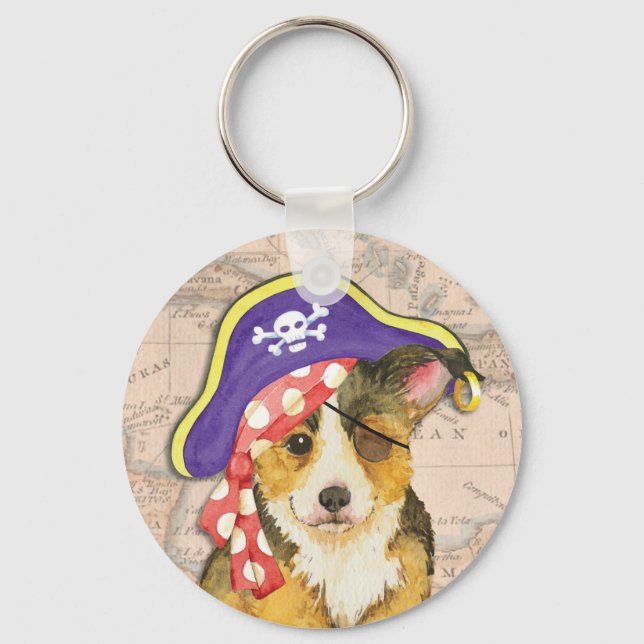 Pembroke Welsh Corgi Pirate Key Ring (Front)