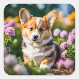 Pembroke Welsh Corgi puppy cute photo  Square Sticker