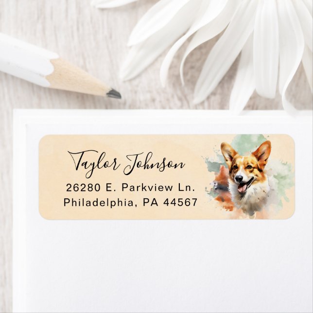 Pembroke Welsh Corgi Return Address Label (Insitu)