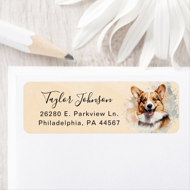 Pembroke Welsh Corgi Return Address Label (Insitu)