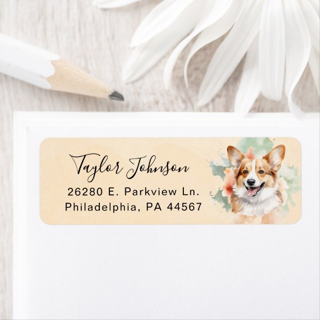 Pembroke Welsh Corgi Return Address Label (Insitu)
