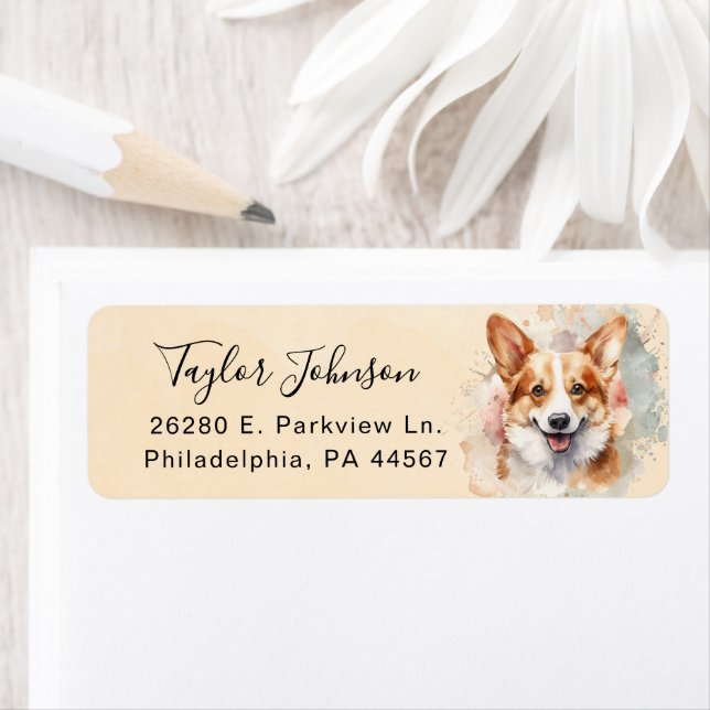 Pembroke Welsh Corgi Return Address Label (Insitu)