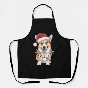 Pembroke Welsh Corgi Santa Christmas Tree Lights  Apron