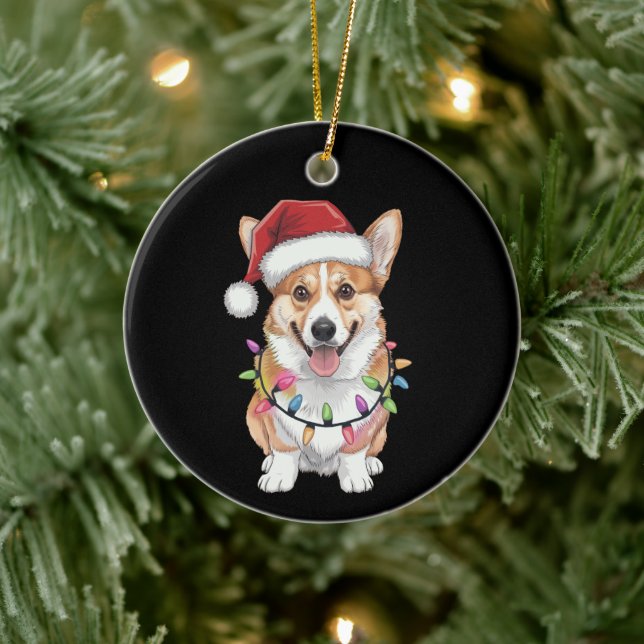 Pembroke Welsh Corgi Santa Christmas Tree Lights  Ceramic Tree Decoration (Tree)