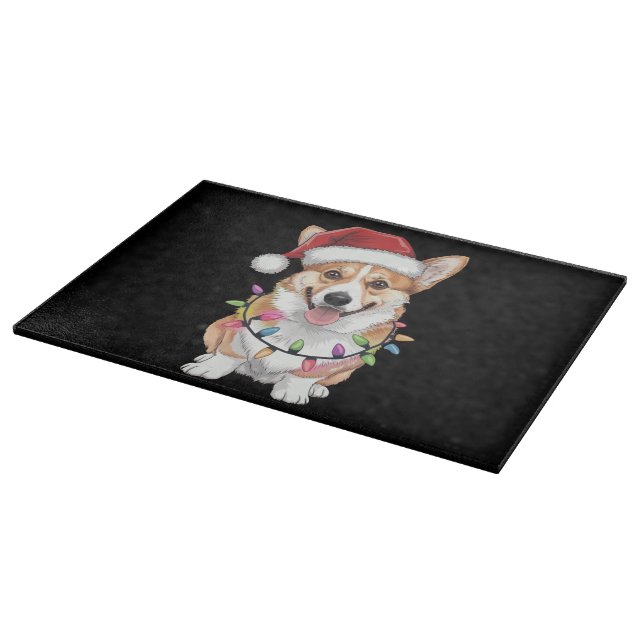Pembroke Welsh Corgi Santa Christmas Tree Lights  Cutting Board (Corner)