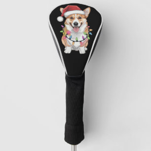 Pembroke Welsh Corgi Santa Christmas Tree Lights Golf Head Cover